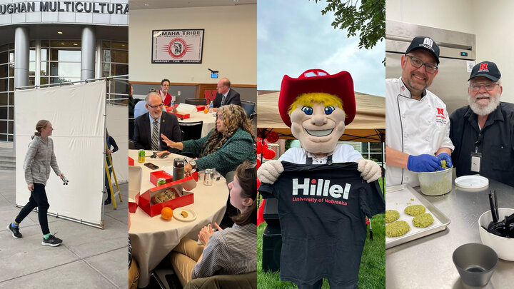 Collage of images related to Jewish life on campus